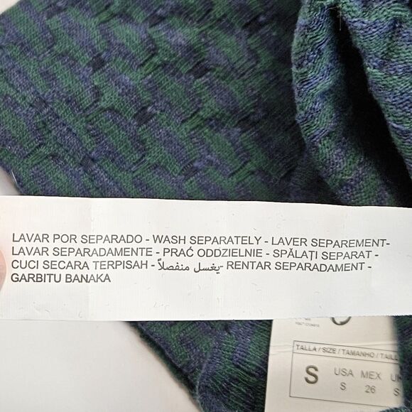 NEW Zara Wide Leg Knit Pants Womens S Green Blue High Rise Pull On - Picture 9 of 10